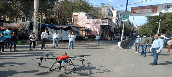 कोरोना वायरस से बचाव के लिए नई पहल की, ड्रोन का इस्तेमाल